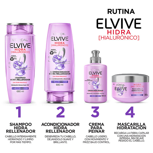 Elvive Crema para Peinar Hidra Hialurónico - Cabello Deshidratado 300ml